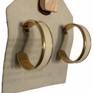 ANTHROPOLOGIE C Hoop Gold & Ivory Earrings NWT